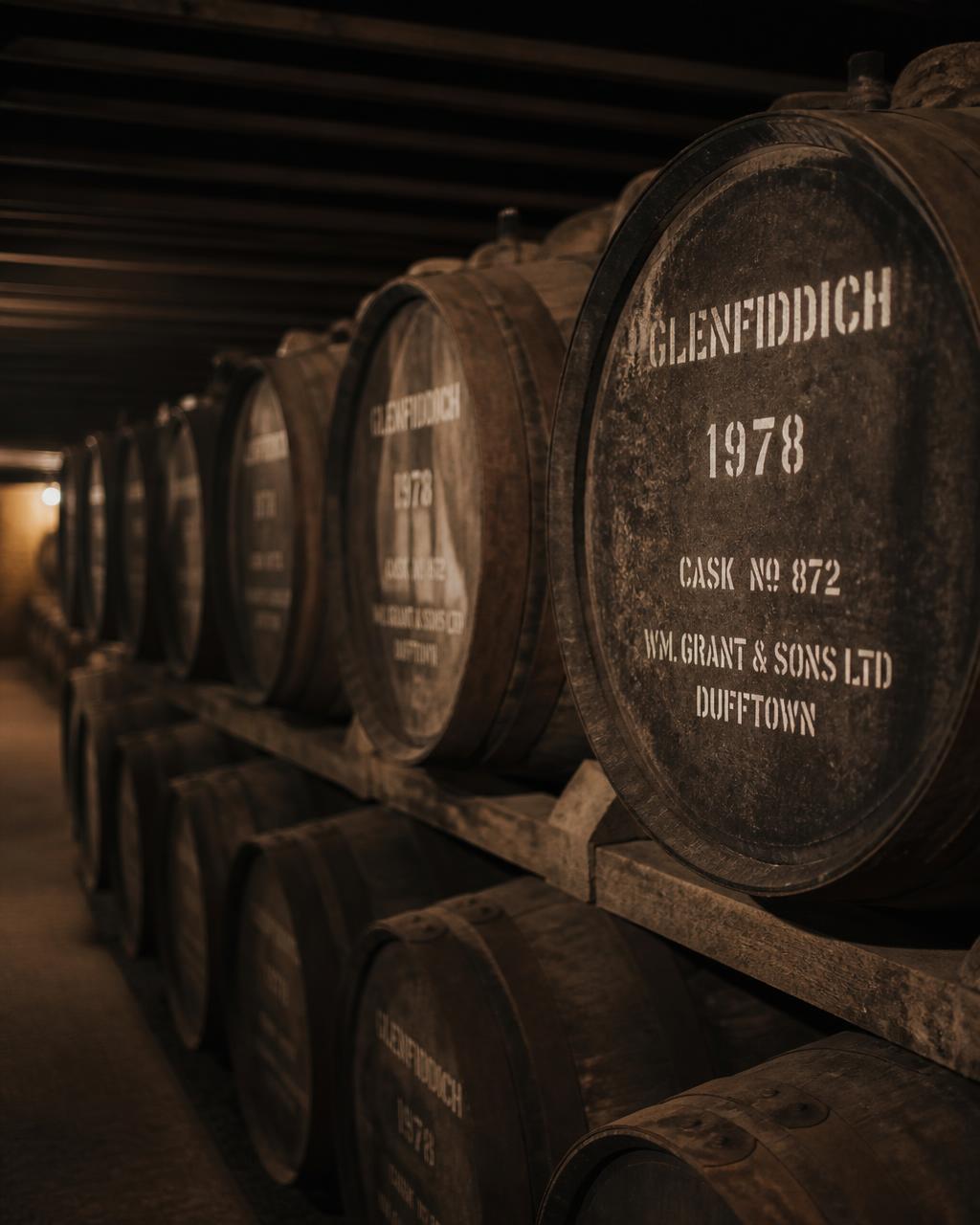 Casks resting in a bonded warehouse