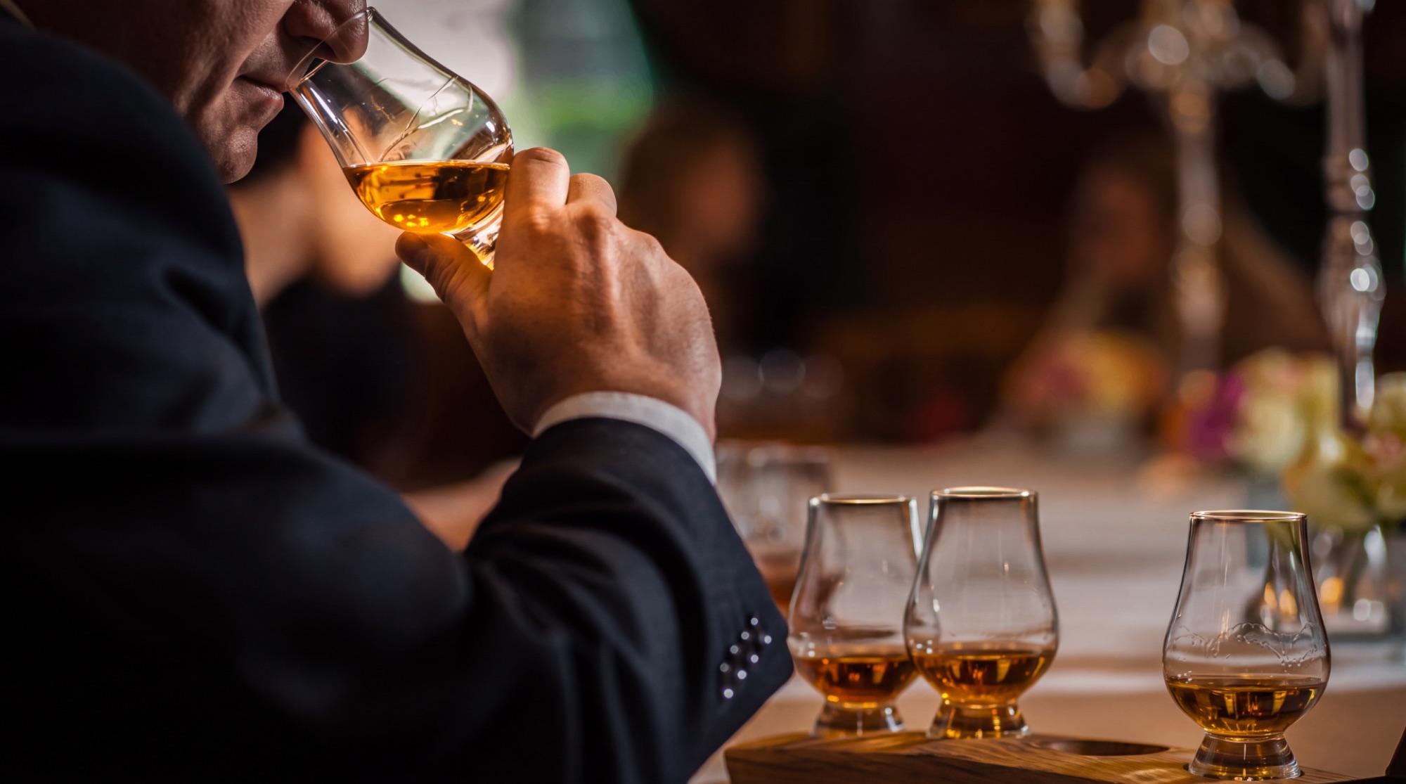 A private whisky tasting set out in a Speyside warehouse